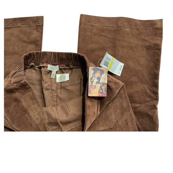 Self Esteem trousers Juniors Women’s 26” medium Corduroy Brown Flared Pants nwt - Picture 6 of 10